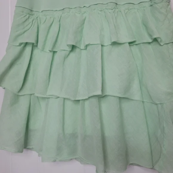 🌸 $10 SALE J. Crew Mint Green Tiered Ruffle Hem Tank Dress Cotton Summer 09 SM - Picture 7 of 15